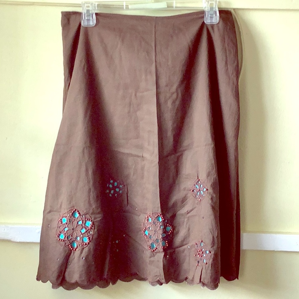 Brown skirt with turquoise inlays